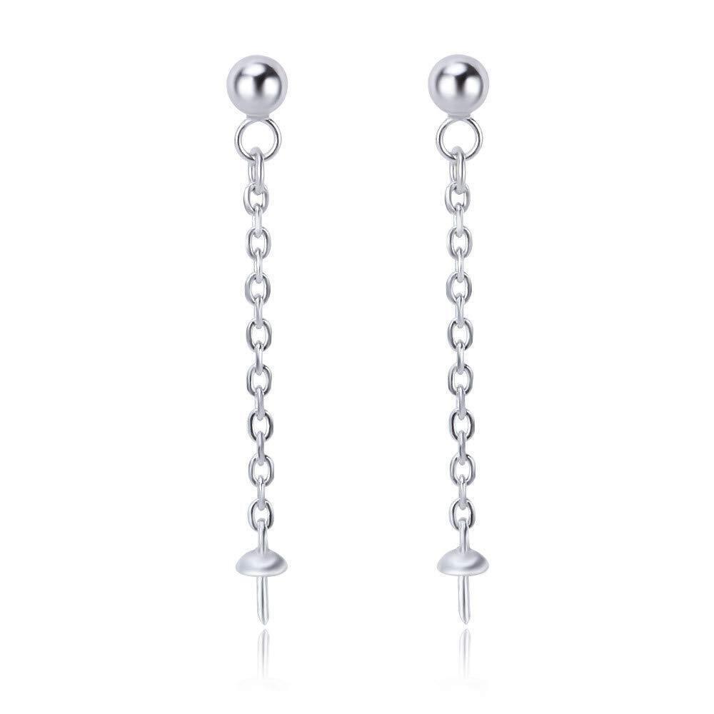 6455 925 Sterling Silver Round Line Threader Drop Dangle Design Earring